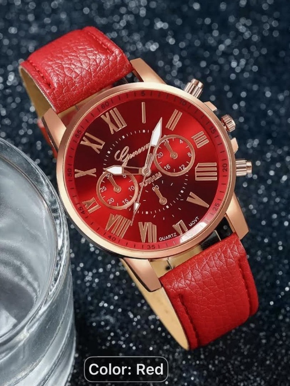 1-Watch wrist Red and Gold with Roman Numerals